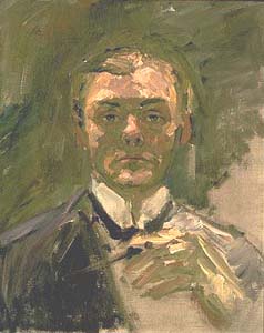 Autorretrato con la mano levantada. Max Beckmann.