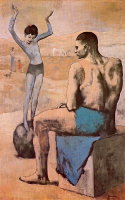 Acr&oacute;bata con bal&oacute;n.  Tambi&eacute;n conocido como:"Acr&oacute;bata y joven equilibrista". 1905. &Oacute;leo sobre lienzo. Pablo Picasso